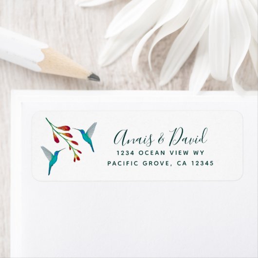 Retouradres Hummingbird Summer Wedding Label (Insitu)