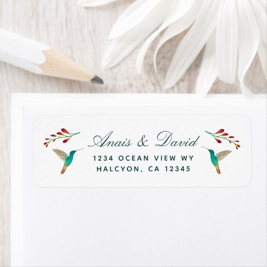 Retouradres Hummingbird Summer Wedding Label (Insitu)