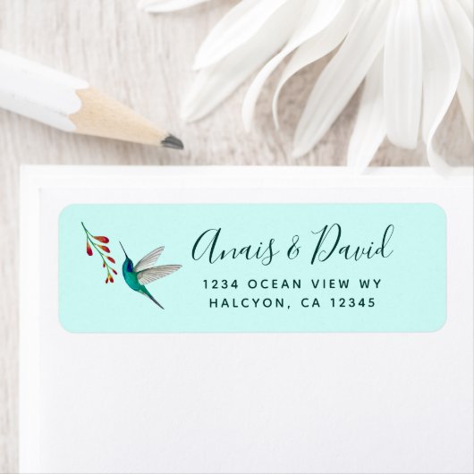 Retouradres Hummingbird Summer Wedding Label (Insitu)