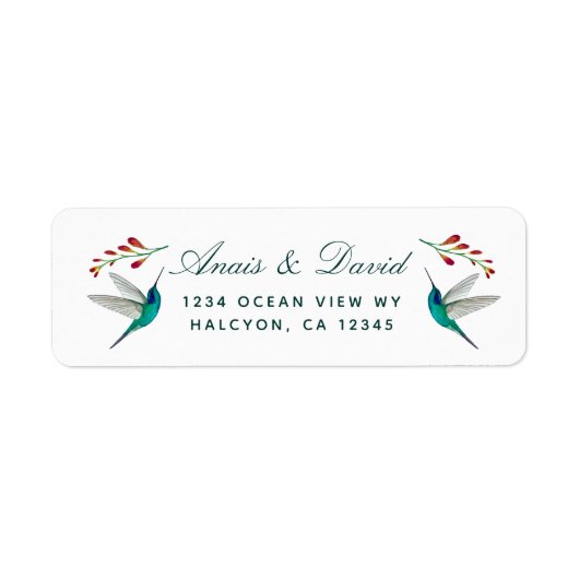 Retouradres Hummingbird Summer Wedding Label (Voorkant)