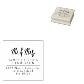Retouradres Huwelijk Modern Script Mr & Mrs Rubberstempel (Gestempeld)