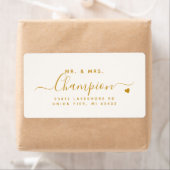 Retouradres Huwelijk Mr. & Mrs. Gold Script Etiket (Insitu)
