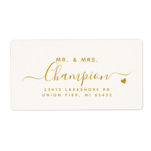Retouradres Huwelijk Mr. & Mrs. Gold Script Etiket