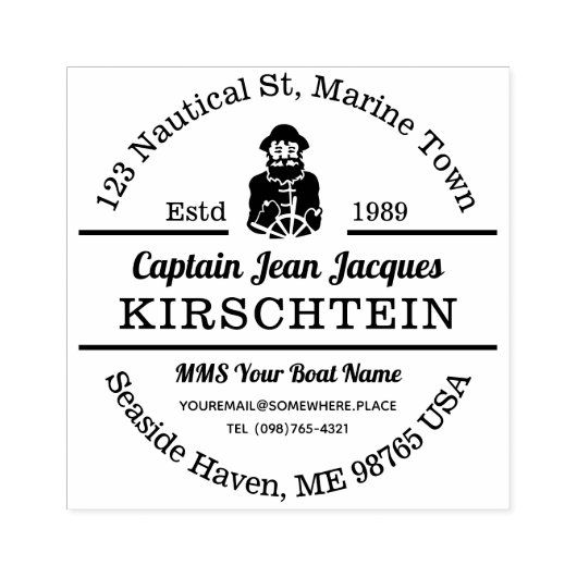 Retouradres Kapitein Boot Helm Nautical Marine Rubberstempel (Afrduk)