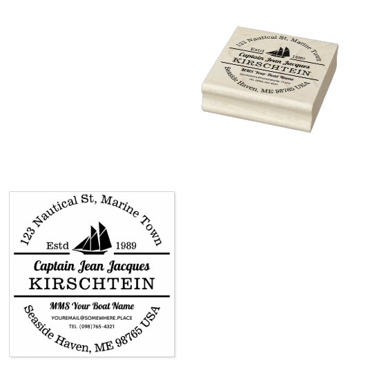Retouradres Kapitein Boot Jacht Nautische Marine Rubberstempel (Gestempeld)