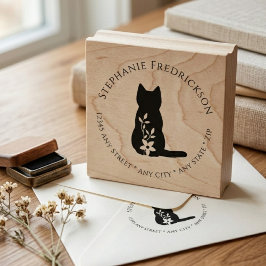 Retouradres Kat Bloemmotief Silhouet Verzending Ge Rubberstempel