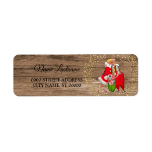 Retouradres Kerst Gouden Sterren Houten Etiket