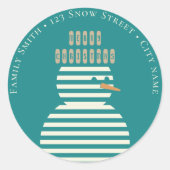 Retouradres Kerst schattige sneeuwpop Sticker (Voorkant)