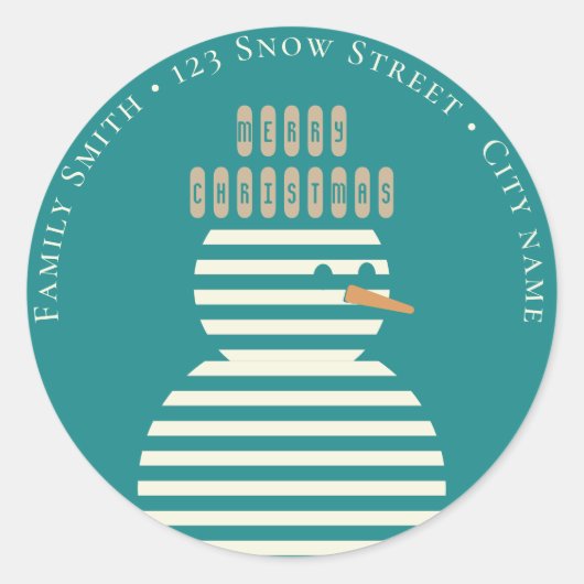 Retouradres Kerst schattige sneeuwpop Sticker (Voorkant)