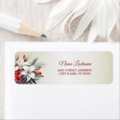 Retouradres Kerst Witte Rode Bloemen Vakantie Etiket (Insitu)