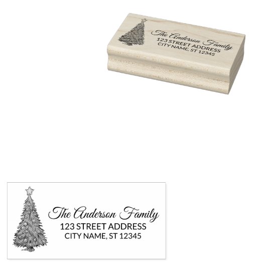 Retouradres | Kerstboom gepersonaliseerd Rubberstempel (Gestempeld)