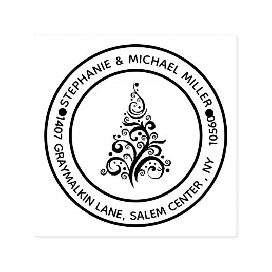 Retouradres Kerstboom Modern Zelfinktende Stempel (Design)