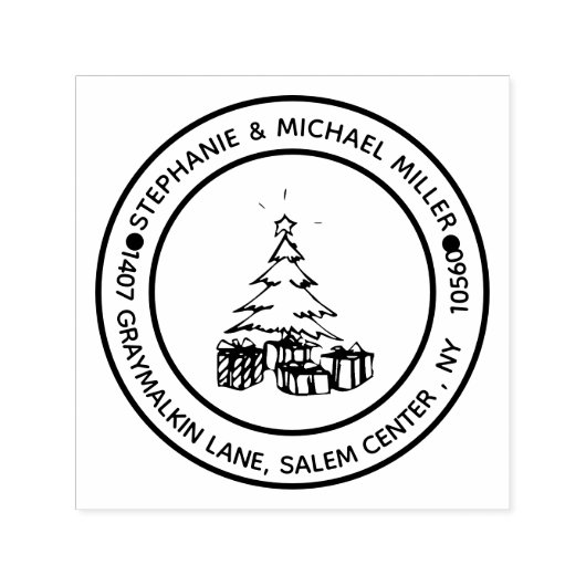 Retouradres Kerstboom Zelfinktende Stempel (Design)