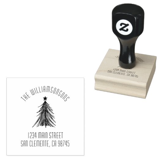 Retouradres kerstboomfamilie rubberstempel (Gestempeld)