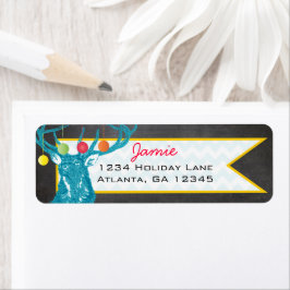 Retouradres kerstbuck Deer Chalkboard Etiket