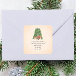 Retouradres Kerstherten Vierkante Sticker