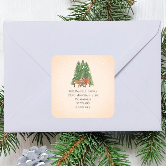 Retouradres Kerstherten Vierkante Sticker