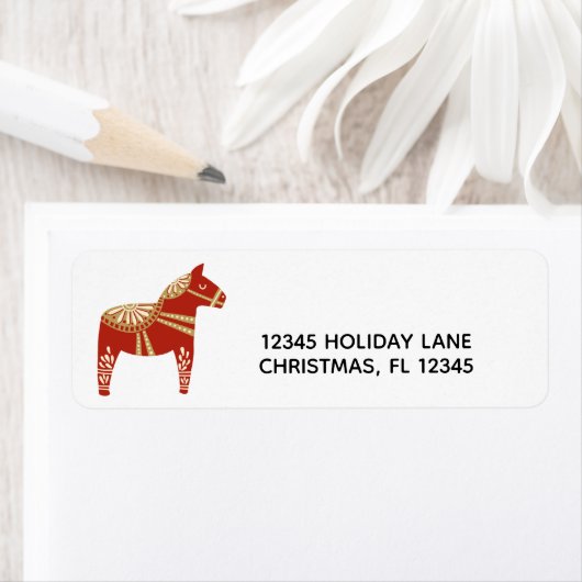 Retouradres kerstmis Dala Horse Etiket (Insitu)