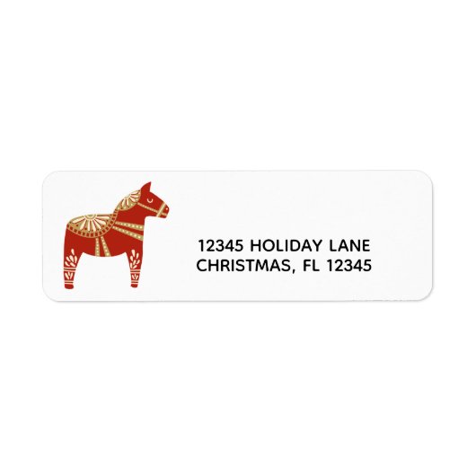 Retouradres kerstmis Dala Horse Etiket (Voorkant)