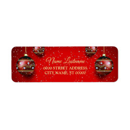 Retouradres Kerstmis Golden Red Winter Holiday Etiket