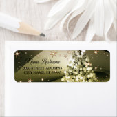 Retouradres Kerstmis Golden Tree Shiny Stars Etiket (Insitu)