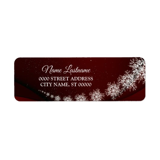 Retouradres Kerstsneeuwvlokken Rood Rustiek Etiket (Voorkant)