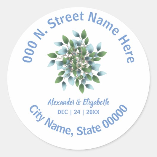 Retouradres Klassieke Eucalyptus Greenery Ronde Sticker (Voorkant)