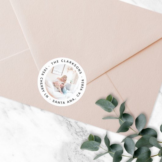 Retouradres Klassieke ronde foto-Sticker Ronde Sticker