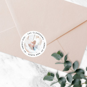 Retouradres Klassieke ronde foto-Sticker Sticker