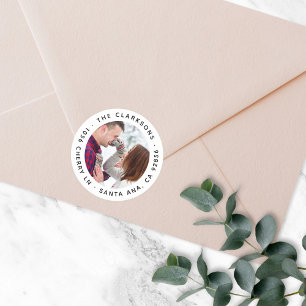 Retouradres Klassieke ronde foto-Sticker Sticker