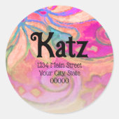 Retouradres Kleurrijke Boho Floral Waterverf Ronde Sticker (Voorkant)