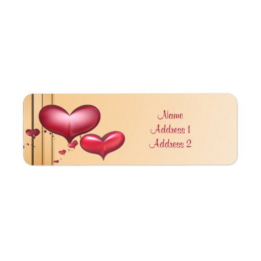 Retouradres label Art Deco Red Hearts (Voorkant)