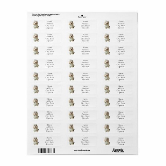 Retouradres label Havanese Dog (Full Sheet)