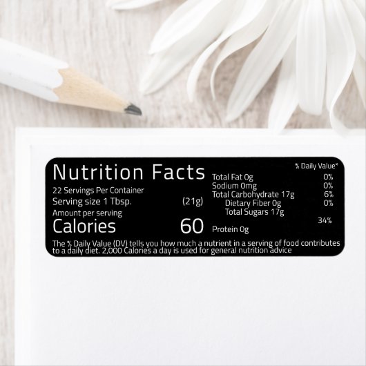 Retouradres label Honey Nutrition Facts Black (Insitu)