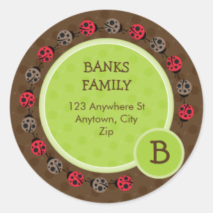 RETOURADRES LABEL:: ladybird circle 3 Ronde Sticker