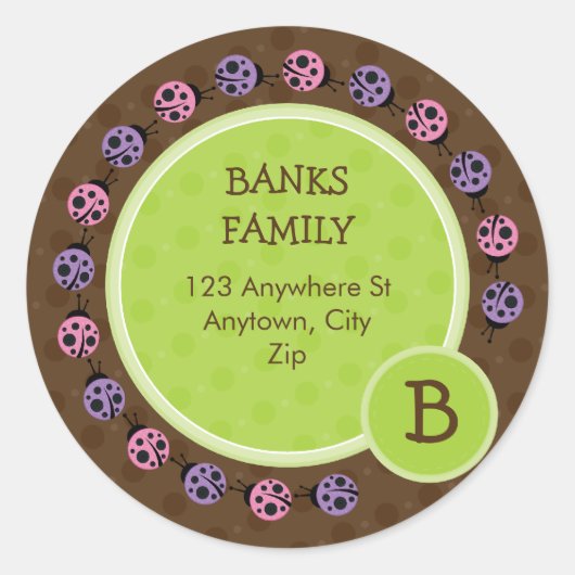 RETOURADRES LABEL:: ladybird circle 4 Ronde Sticker (Voorkant)