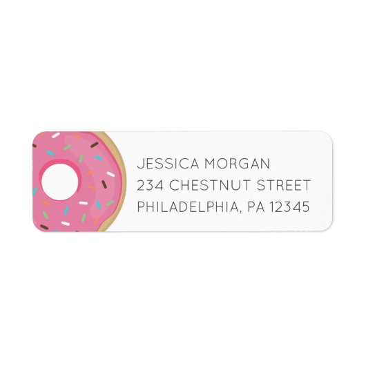 Retouradres label Modern donut roze (Voorkant)