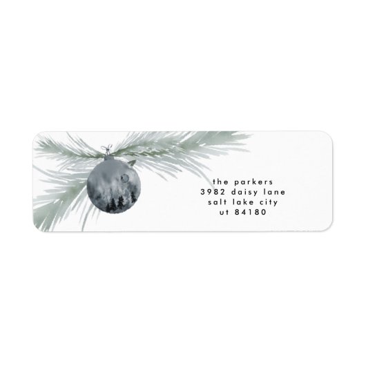 Retouradres label Navy Bauble kerstboom (Voorkant)