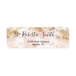 Retouradres label roze en goud