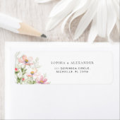Retouradres Label Wildflowers Wedding. (Insitu)