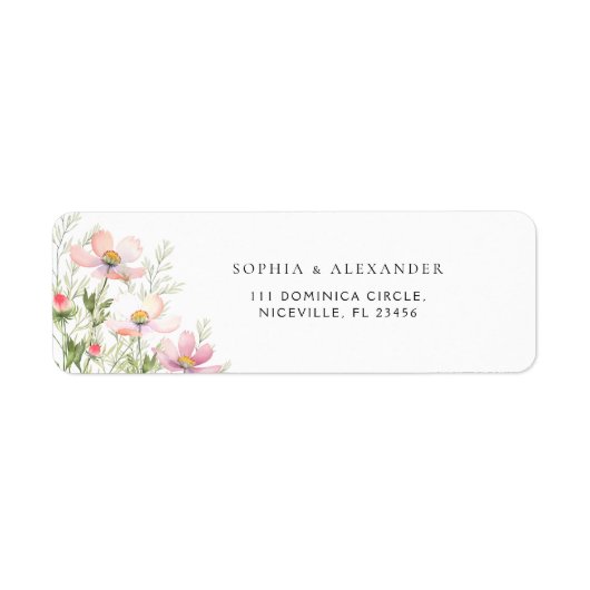 Retouradres Label Wildflowers Wedding. (Voorkant)