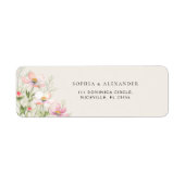 Retouradres Label Wildflowers Wedding. (Voorkant)