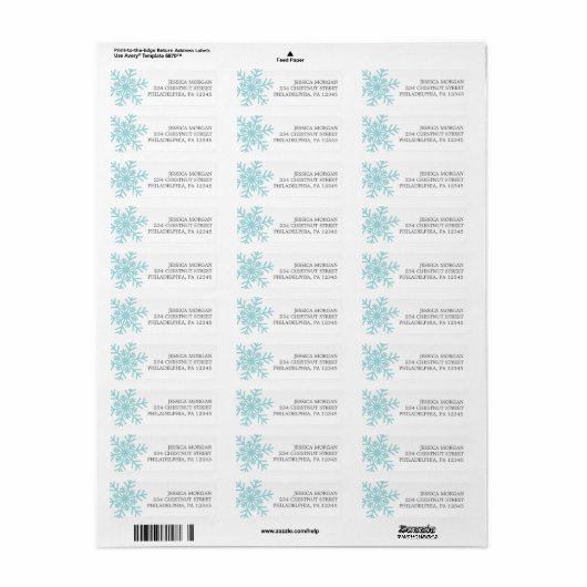 Retouradres Label Winter Snowflake (Full Sheet)