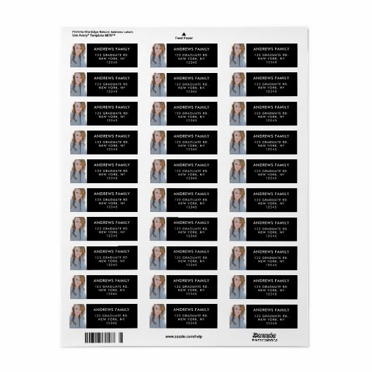 Retouradres labels | Aangepaste foto Afstuderen (Full Sheet)