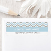 RETOURADRES LABELS: chevron streep pastel blauw Etiket (Insitu)