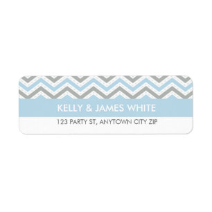 RETOURADRES LABELS: chevron streep pastel blauw Etiket