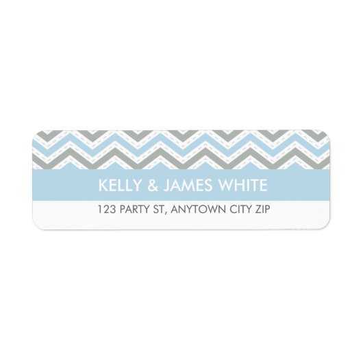 RETOURADRES LABELS: chevron streep pastel blauw Etiket (Voorkant)