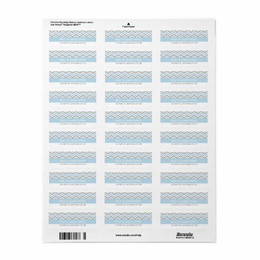 RETOURADRES LABELS: chevron streep pastel blauw Etiket (Full Sheet)
