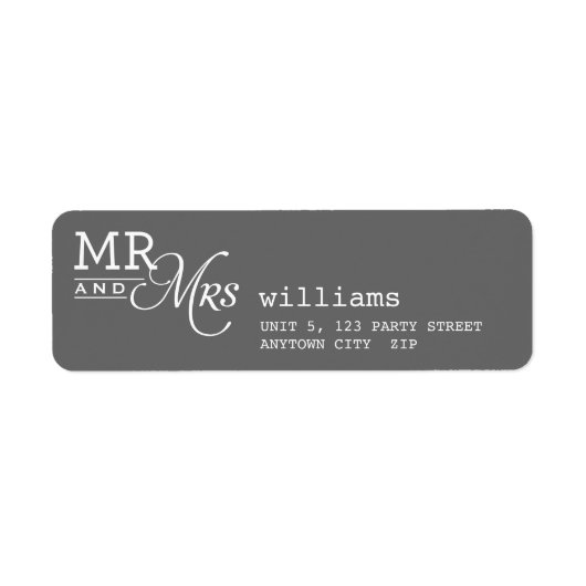 RETOURADRES LABELS mr & mrs typografie grijs (Voorkant)