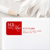 RETOURADRES LABELS mr & mrs typografie rood (Insitu)